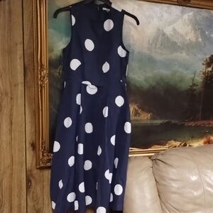 Polka Dot Denim Sleeveless Dress